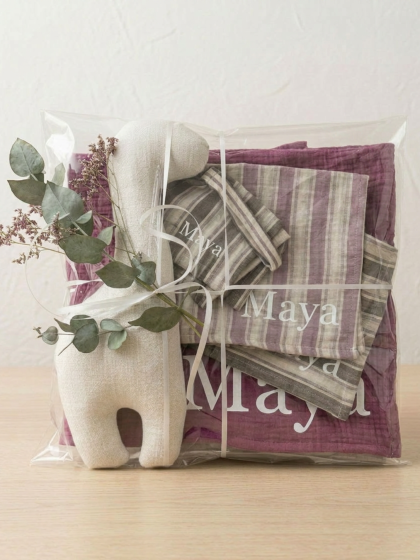 Babypakket (medium), roze/groen, handgemaakt met liefde