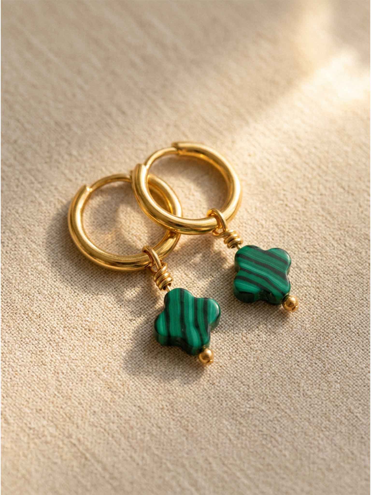 Oorbellen Emerald Bloom - Afbeelding 2